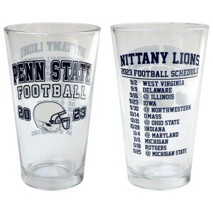 front and back of Penn State Football 2023 Schedule pint glass